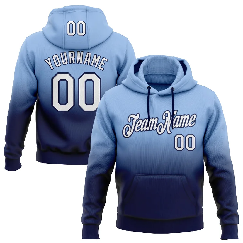 Custom Stitched Light Blue White-Navy Fade Fashion Sports Pullover Sweatshirt Hoodie Minimalist Men's Casual Custom Stitched Light Blue White-Navy Fade Fashion Sports Pullover Sweatshirt Hoodie Minimalist Men's Casual