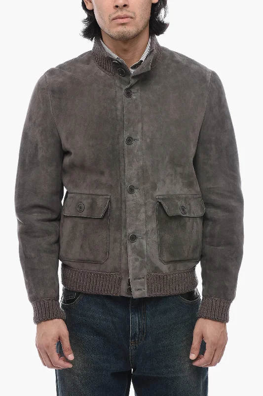 Salvatore Santoro Suede Jacket with Knitted Detailing Practical Men's Quick