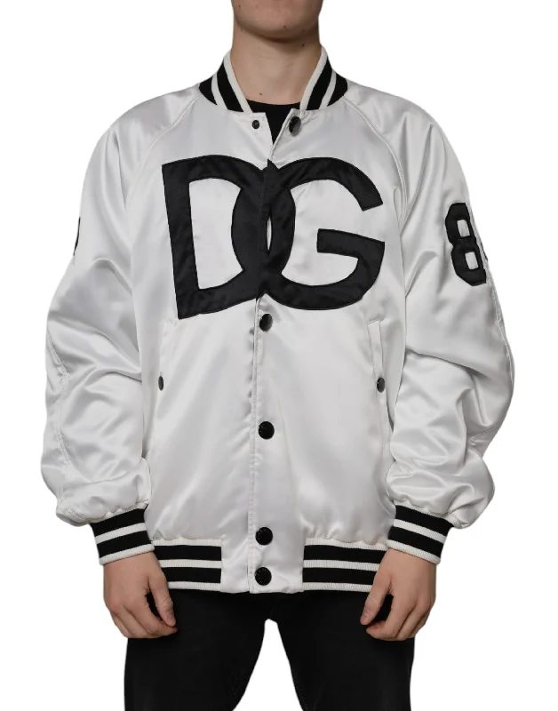 Dolce & Gabbana  Polyester Logo Full Zip Bomber Men's Jacket Sleek Men's Contemporary 