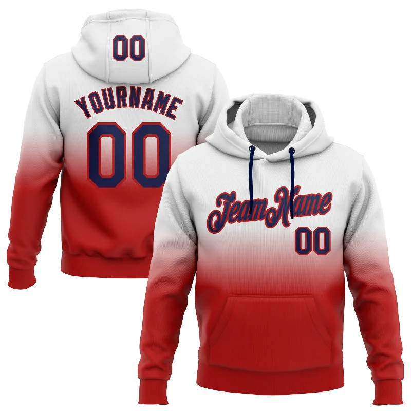 Custom Stitched White Navy-Red Fade Fashion Sports Pullover Sweatshirt Hoodie Traditional Men's Wool Custom Stitched White Navy-Red Fade Fashion Sports Pullover Sweatshirt Hoodie Traditional Men's Wool
