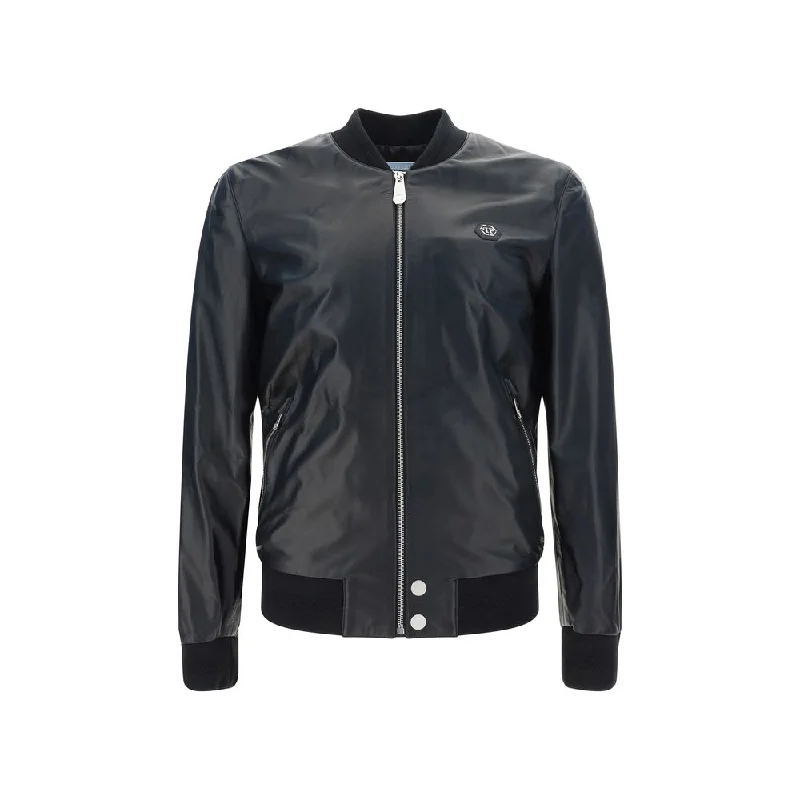 Philipp Plein Leather Bomber Men's Jacket Vintage Men's 1970S Disco