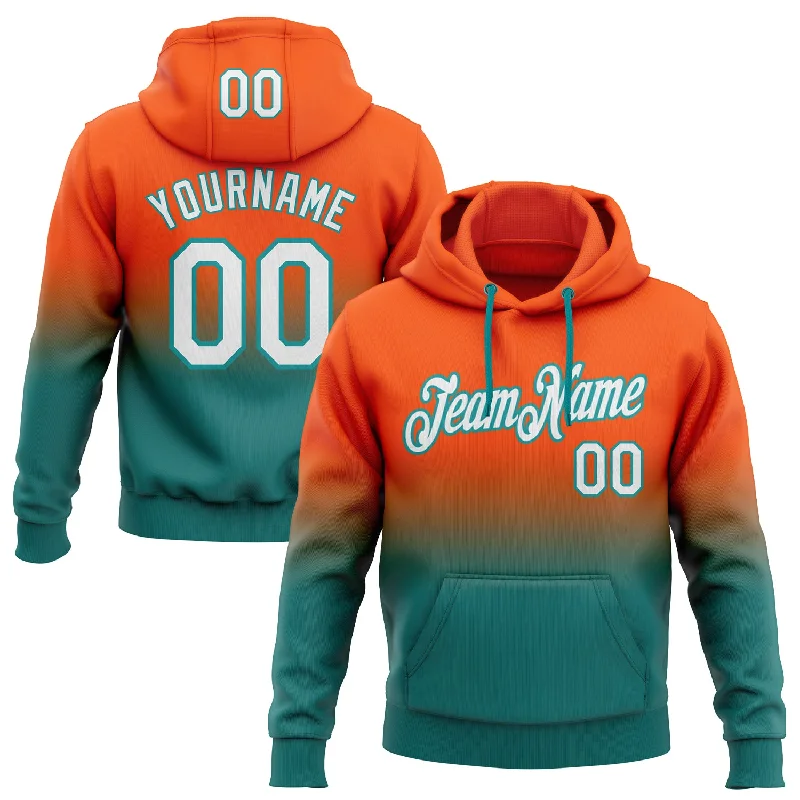 Custom Stitched Orange White-Teal Fade Fashion Sports Pullover Sweatshirt Hoodie Hip Men's Urban Custom Stitched Orange White-Teal Fade Fashion Sports Pullover Sweatshirt Hoodie Hip Men's Urban