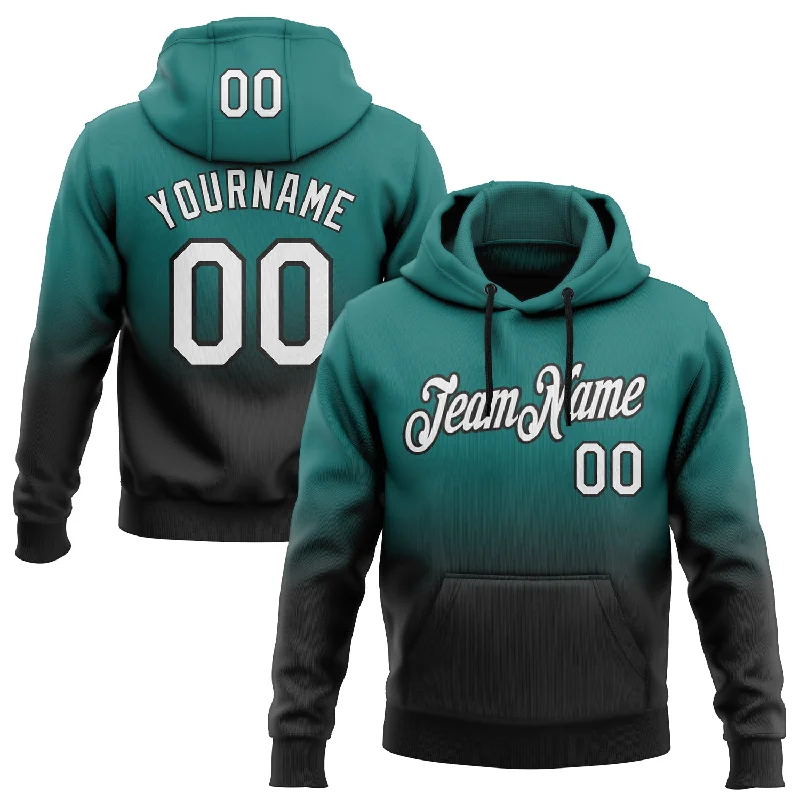 Custom Stitched Teal White-Black Fade Fashion Sports Pullover Sweatshirt Hoodie Laid Custom Stitched Teal White-Black Fade Fashion Sports Pullover Sweatshirt Hoodie Laid