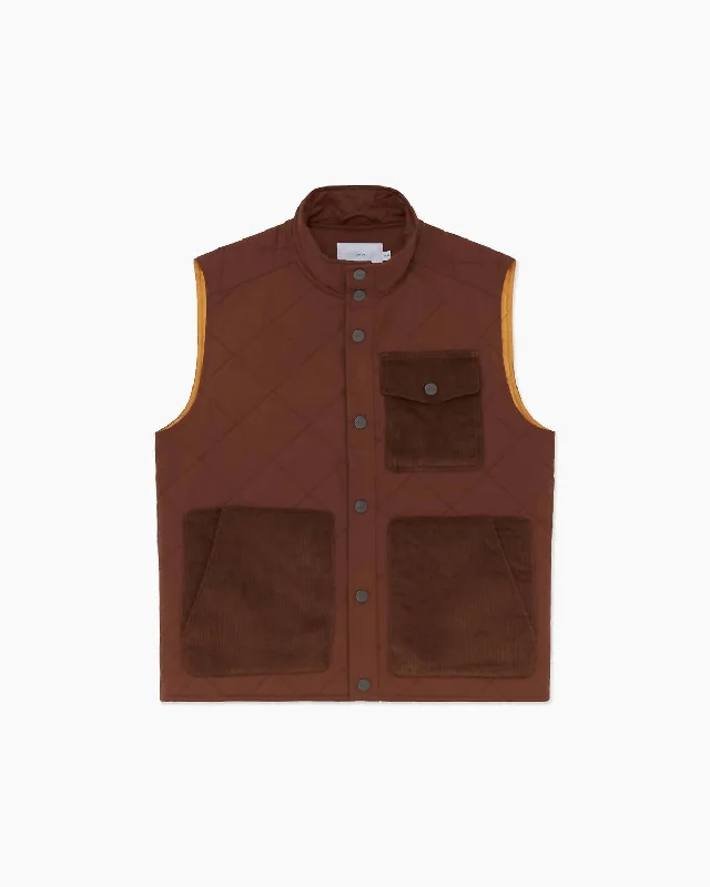 Men's Quilted Twill Vest In Bison Confident Men's High