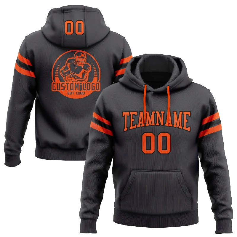 Custom Stitched Steel Gray Orange-Black Football Pullover Sweatshirt Hoodie Artistic Men's Hand Custom Stitched Steel Gray Orange-Black Football Pullover Sweatshirt Hoodie Artistic Men's Hand