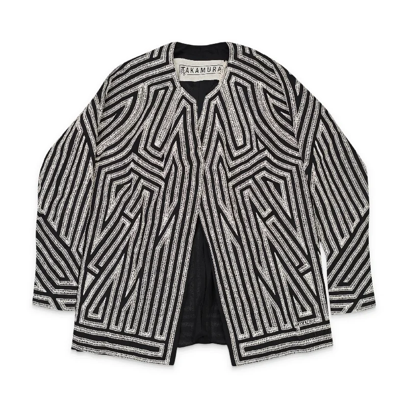 1/8TH TAKAMURA NEGRO BORDADO HUESO HAND EMBROIDERED BLACK JACKET OS $360 Sharp Men's Italian