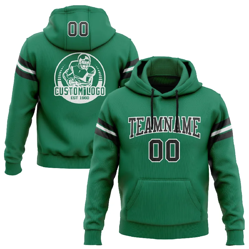 Custom Stitched Kelly Green Black-White Football Pullover Sweatshirt Hoodie Practical Men's Quick Custom Stitched Kelly Green Black-White Football Pullover Sweatshirt Hoodie Practical Men's Quick