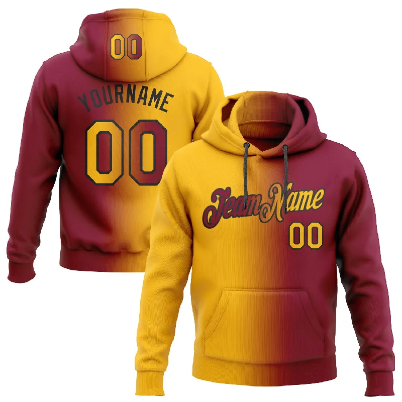 Custom Stitched Maroon Gold-Black Gradient Fashion Sports Pullover Sweatshirt Hoodie Confident Men's Power