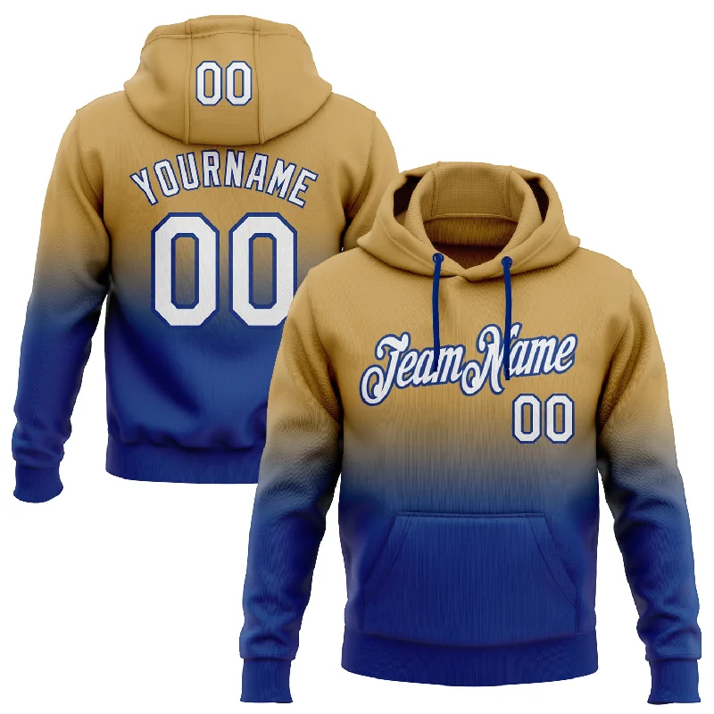 Custom Stitched Old Gold White-Royal Fade Fashion Sports Pullover Sweatshirt Hoodie Practical Men's Quick Custom Stitched Old Gold White-Royal Fade Fashion Sports Pullover Sweatshirt Hoodie Practical Men's Quick