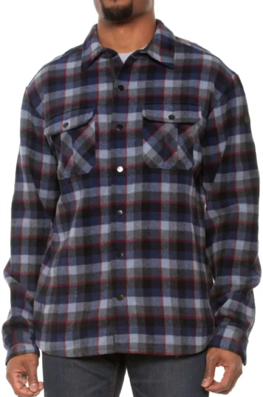 Men's Anchor Line Shirt Jacket In Medium Gray Plaid Practical Men's Multi