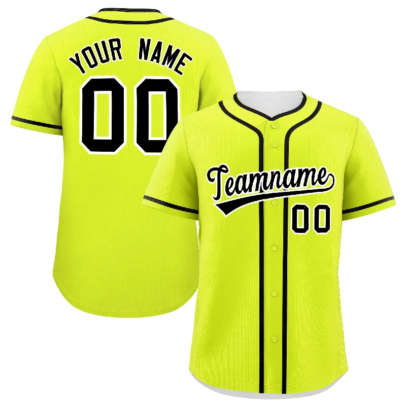 Custom Neon Green Black Personalized Classic Authentic Baseball Jersey Earthy Men's Sustainable Custom Neon Green Black Personalized Classic Authentic Baseball Jersey Earthy Men's Sustainable