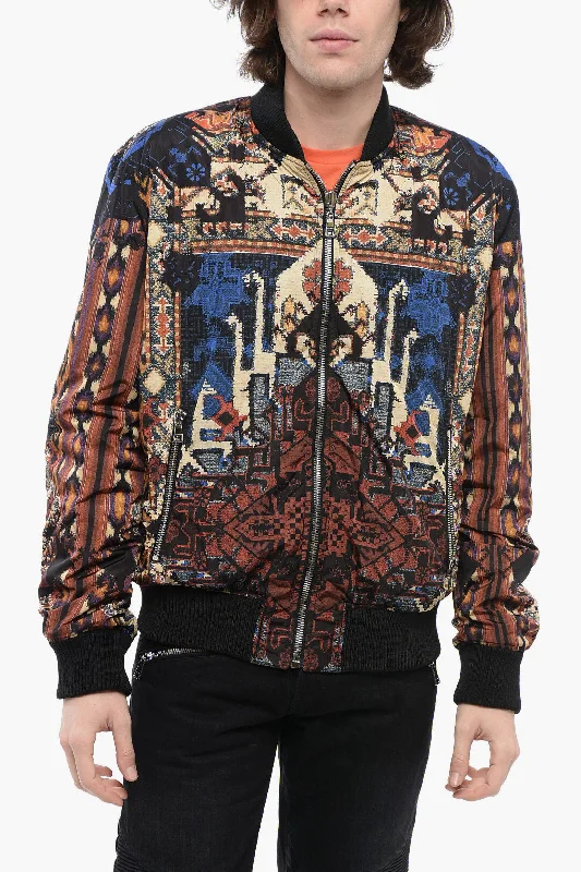 Balmain Reversible Carpet Nylon Bomber Jacket With Front Zip Youthful Men's Anime