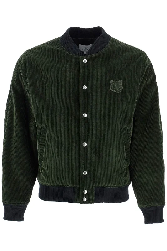 Maison Kitsune Men's Ranger  Polyester Bomber With Embroide Logo Sporty Men's Athleisure 