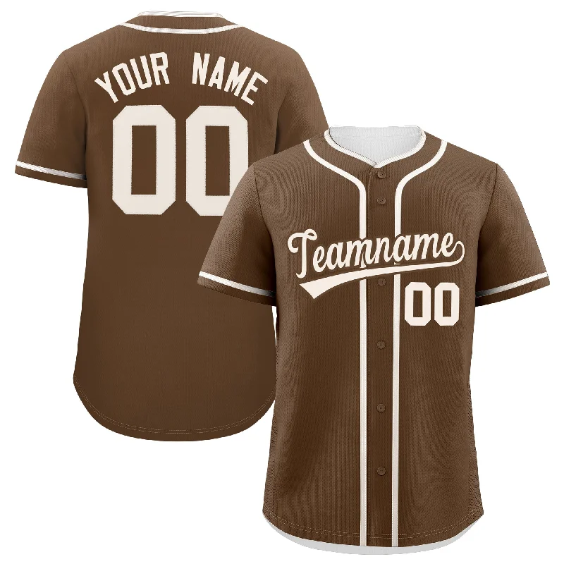 Custom Light Brown Cream Personalized Classic Authentic Baseball Jersey Modern Men's Geometric Custom Light Brown Cream Personalized Classic Authentic Baseball Jersey Modern Men's Geometric