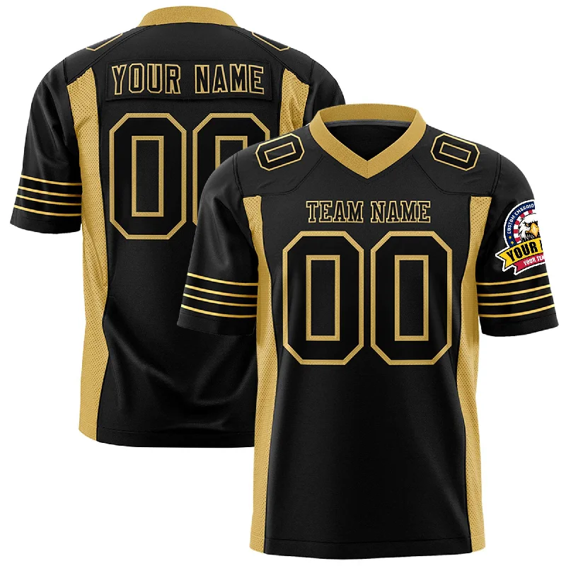 Custom Black Old Gold Personalized Insert Color Design Authentic Football Jersey Athletic Men's Compression Custom Black Old Gold Personalized Insert Color Design Authentic Football Jersey Athletic Men's Compression