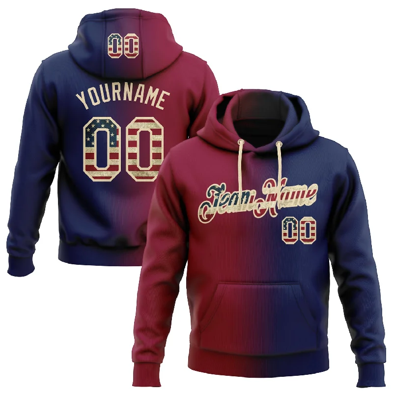 Custom Stitched Navy Vintage USA Flag Maroon-City Cream Gradient Fashion Sports Pullover Sweatshirt Hoodie Youthful Men's Anime Custom Stitched Navy Vintage USA Flag Maroon-City Cream Gradient Fashion Sports Pullover Sweatshirt Hoodie Youthful Men's Anime