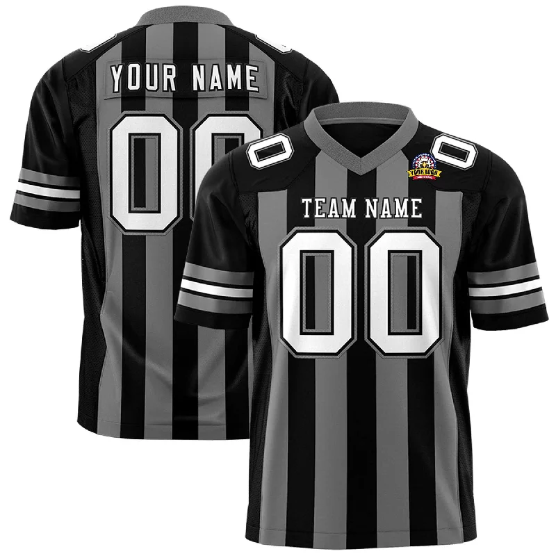 Custom Black Dark Gray Personalized Thick Stripe Design Authentic Football Jersey Bold Men's Statement Custom Black Dark Gray Personalized Thick Stripe Design Authentic Football Jersey Bold Men's Statement