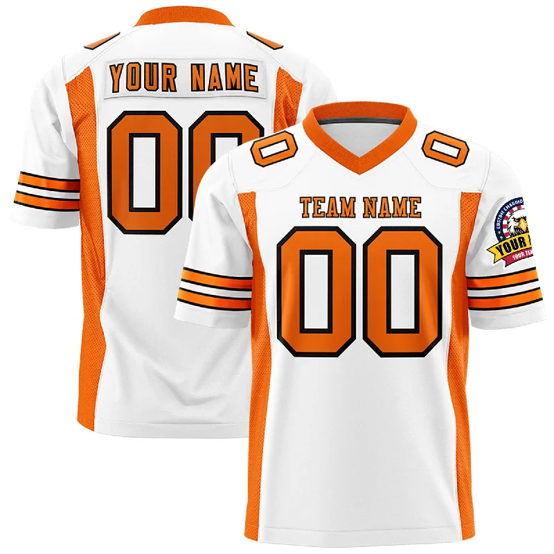 Custom White Orange Personalized Insert Color Design Authentic Football Jersey Monochromatic Office Style Custom White Orange Personalized Insert Color Design Authentic Football Jersey Monochromatic Office Style