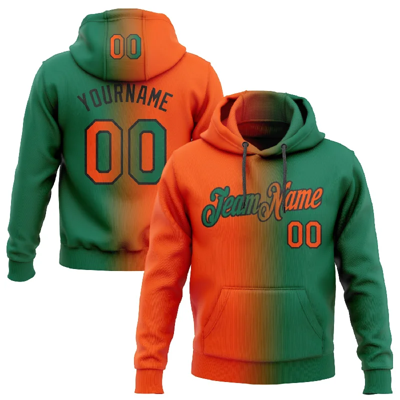 Custom Stitched Kelly Green Orange-Black Gradient Fashion Sports Pullover Sweatshirt Hoodie Practical Men's Multi Custom Stitched Kelly Green Orange-Black Gradient Fashion Sports Pullover Sweatshirt Hoodie Practical Men's Multi