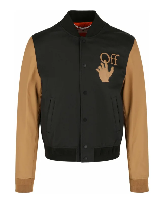 Hand Off Leather Varsity Jacket Cclassic Men's Tweed