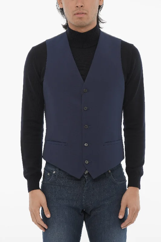 Corneliani Cc Collection Virgin Wool Reset Waistcoat With Jetted Pocket Casual Men's Japanese Corneliani Cc Collection Virgin Wool Reset Waistcoat With Jetted Pocket Casual Men's Japanese