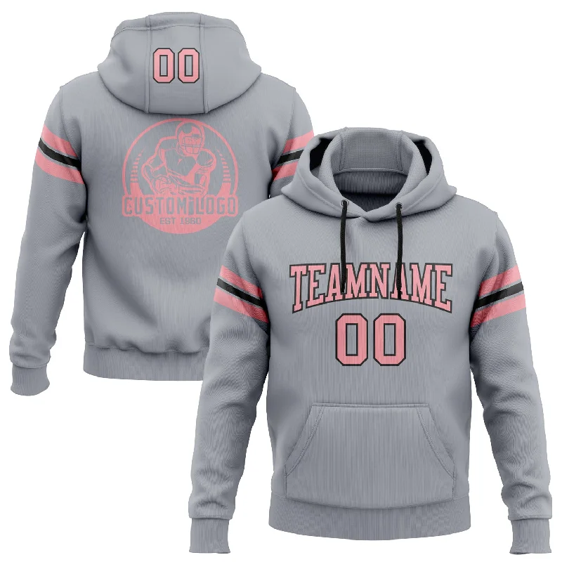 Custom Stitched Gray Medium Pink-Black Football Pullover Sweatshirt Hoodie British Gentleman Style Custom Stitched Gray Medium Pink-Black Football Pullover Sweatshirt Hoodie British Gentleman Style