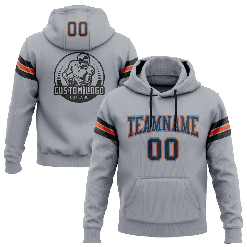 Custom Stitched Gray Black Powder Blue-Orange Football Pullover Sweatshirt Hoodie Sharp Men's Italian Custom Stitched Gray Black Powder Blue-Orange Football Pullover Sweatshirt Hoodie Sharp Men's Italian
