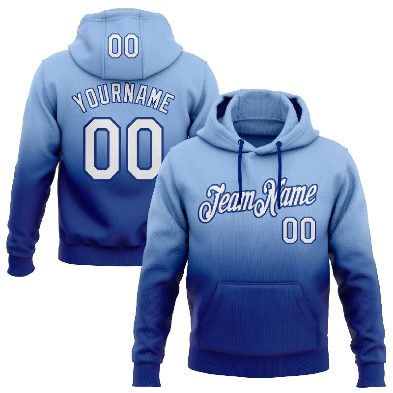Custom Stitched Light Blue White-Royal Fade Fashion Sports Pullover Sweatshirt Hoodie Bold Men's Animal Custom Stitched Light Blue White-Royal Fade Fashion Sports Pullover Sweatshirt Hoodie Bold Men's Animal