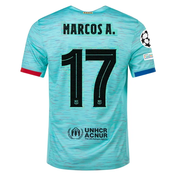 Nike Barcelona Marcos Alonso Third Jersey w/ Champions League Patches 23/24 (Light Aqua/Royal Blue) Edgy Men's Punk Nike Barcelona Marcos Alonso Third Jersey w/ Champions League Patches 23/24 (Light Aqua/Royal Blue) Edgy Men's Punk