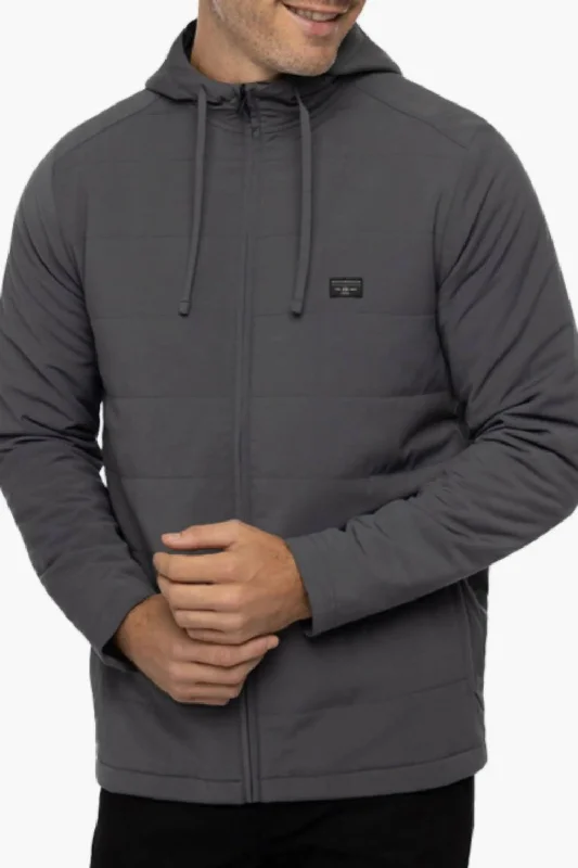 Every Amenity Full Zip Hooded Golf Jacket In Grey Pinstripe Sleek Men's Contemporary 