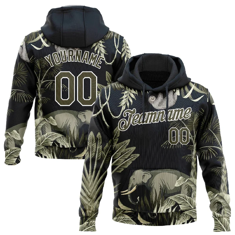 Custom Stitched Navy Olive-White 3D Pattern Design Elephant And Monkey Sports Pullover Sweatshirt Hoodie Cool Men's Skate Custom Stitched Navy Olive-White 3D Pattern Design Elephant And Monkey Sports Pullover Sweatshirt Hoodie Cool Men's Skate