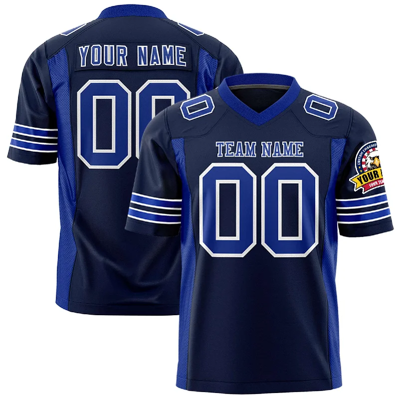 Custom Navy Royal Personalized Insert Color Design Authentic Football Jersey Laid