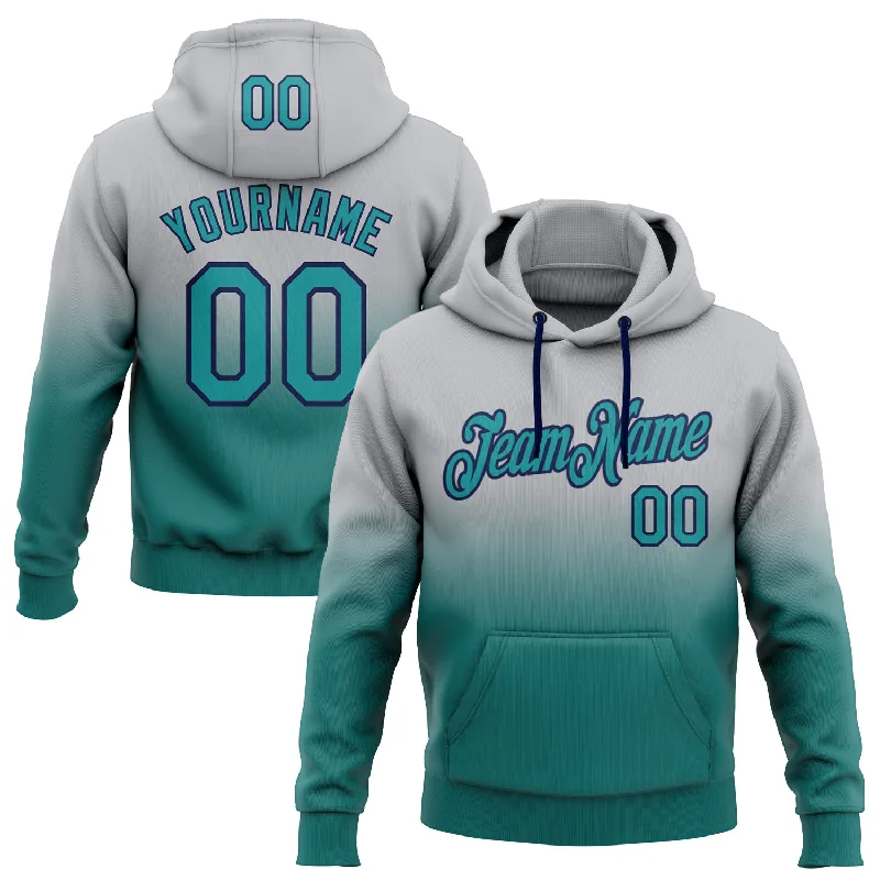 Custom Stitched Gray Teal-Navy Fade Fashion Sports Pullover Sweatshirt Hoodie Organic Custom Stitched Gray Teal-Navy Fade Fashion Sports Pullover Sweatshirt Hoodie Organic