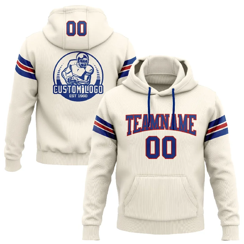 Custom Stitched Cream Royal-Red Football Pullover Sweatshirt Hoodie Dynamic Men's High Custom Stitched Cream Royal-Red Football Pullover Sweatshirt Hoodie Dynamic Men's High