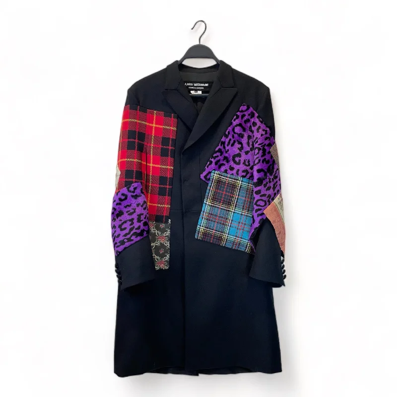 JUNYA WATANABE COMME des GARCONS/Coat/M/Wool/BLK/PATCHES Unique Men's Upcycled