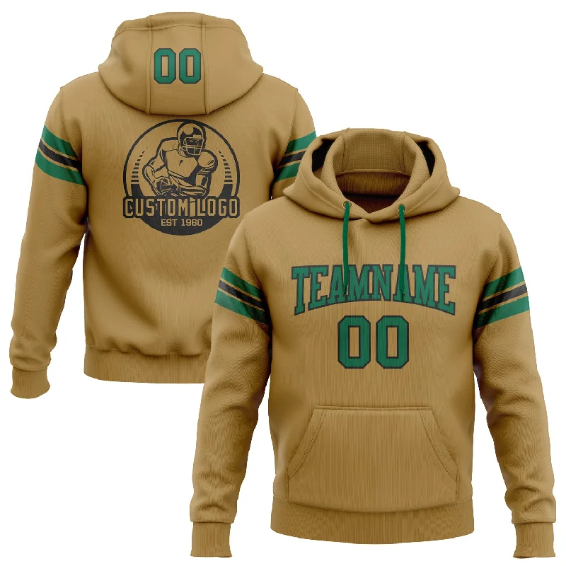 Custom Stitched Old Gold Kelly Green-Black Football Pullover Sweatshirt Hoodie Unique Men's Patch Custom Stitched Old Gold Kelly Green-Black Football Pullover Sweatshirt Hoodie Unique Men's Patch