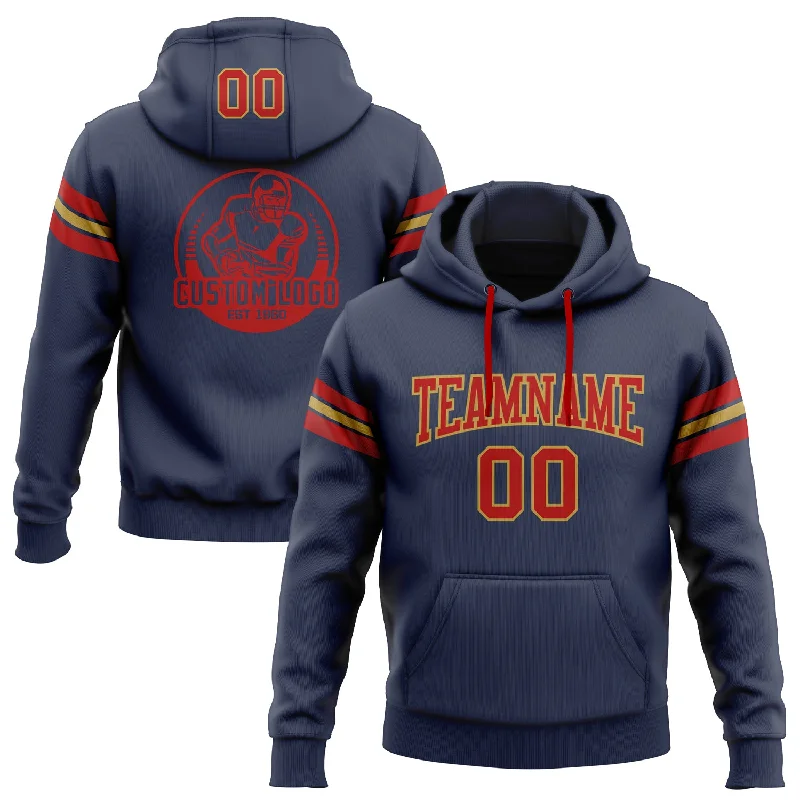 Custom Stitched Navy Red-Old Gold Football Pullover Sweatshirt Hoodie Dynamic Men's Glow Custom Stitched Navy Red-Old Gold Football Pullover Sweatshirt Hoodie Dynamic Men's Glow
