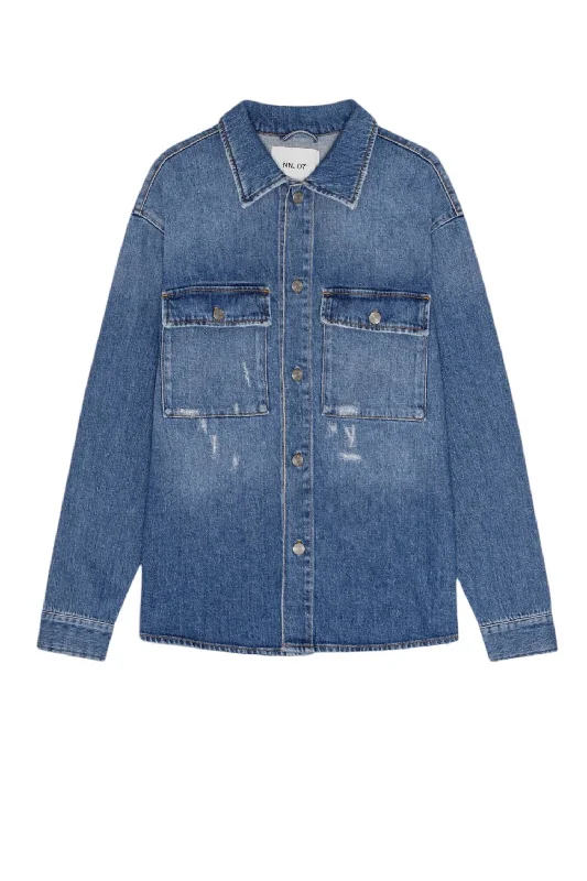 Roger Midweight Overshirt In Mid Blue Youthful Men's Anime