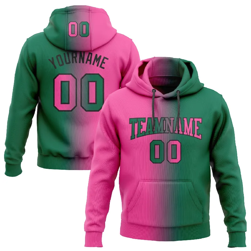 Custom Stitched Kelly Green Pink-Black Gradient Fashion Sports Pullover Sweatshirt Hoodie Adventure