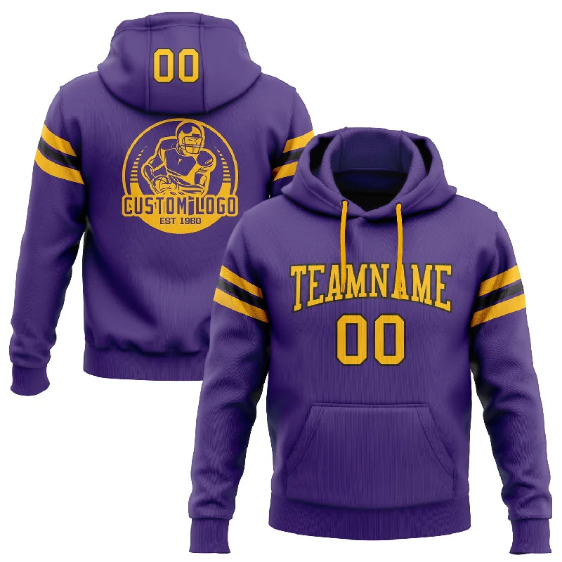 Custom Stitched Purple Gold-Black Football Pullover Sweatshirt Hoodie Stylish Men's Neon Custom Stitched Purple Gold-Black Football Pullover Sweatshirt Hoodie Stylish Men's Neon