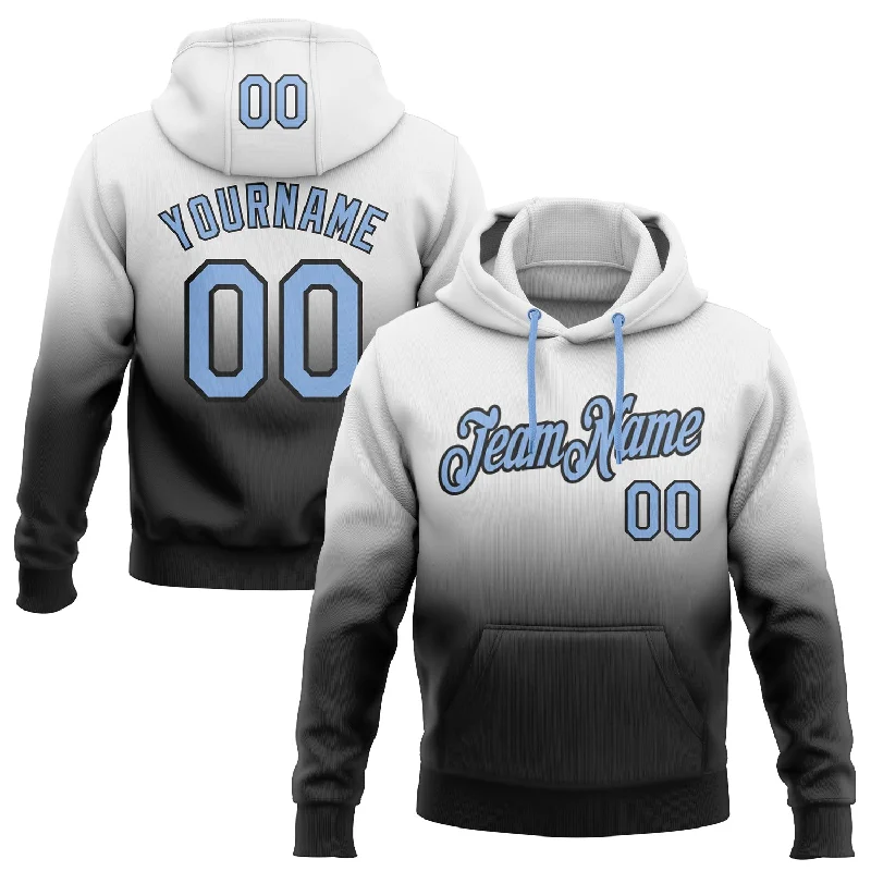 Custom Stitched White Light Blue-Black Fade Fashion Sports Pullover Sweatshirt Hoodie Artistic Men's Avant Custom Stitched White Light Blue-Black Fade Fashion Sports Pullover Sweatshirt Hoodie Artistic Men's Avant