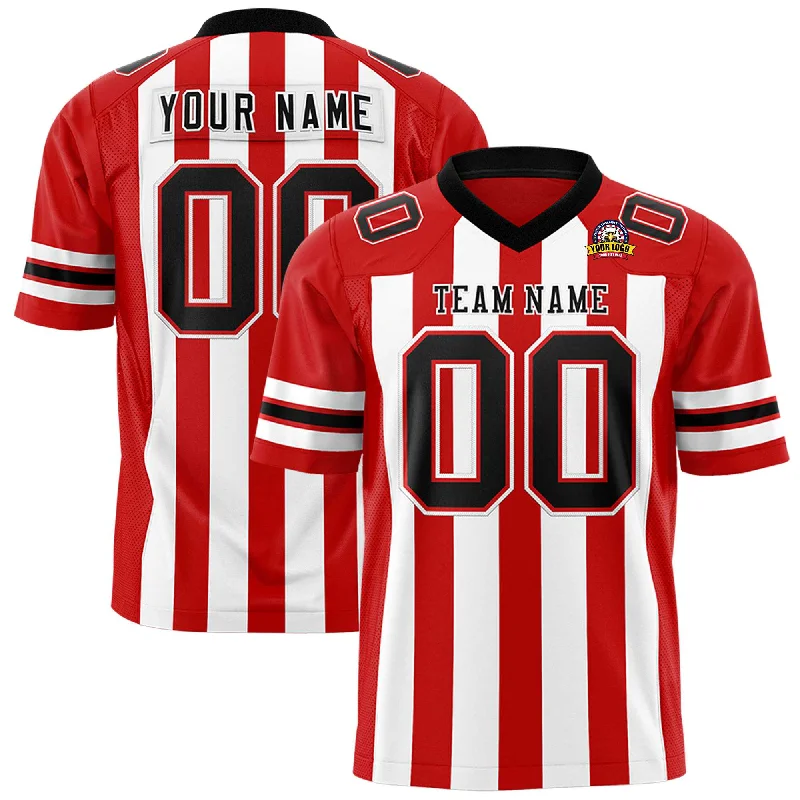 Custom Red White Personalized Thick Stripe Design Authentic Football Jersey Lumberjack Custom Red White Personalized Thick Stripe Design Authentic Football Jersey Lumberjack