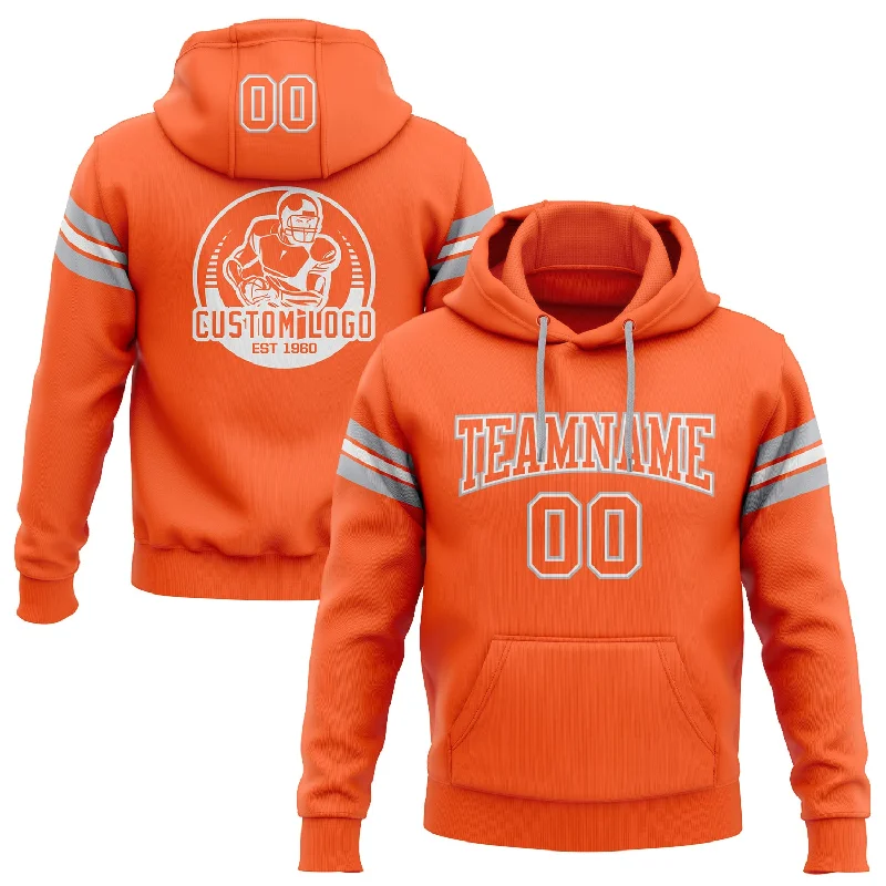 Custom Stitched Orange White-Gray Football Pullover Sweatshirt Hoodie Rugged Men's Outdoor Custom Stitched Orange White-Gray Football Pullover Sweatshirt Hoodie Rugged Men's Outdoor