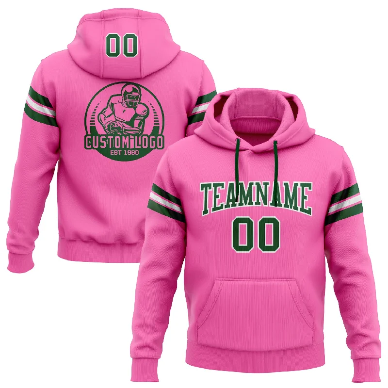 Custom Stitched Pink Green-White Football Pullover Sweatshirt Hoodie Athletic Men's Compression Custom Stitched Pink Green-White Football Pullover Sweatshirt Hoodie Athletic Men's Compression