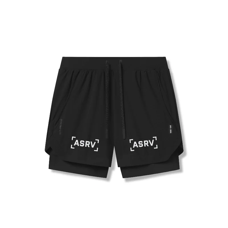 0865. Tetra-Lite® 5" Liner Short - Black "Bracket"/Black Sleek Men's Metallic