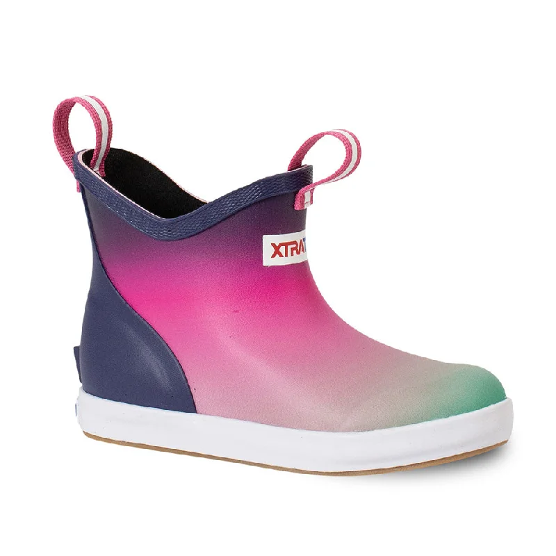 XTRATUF Little + Big Kids Ankle Deck Boots- Purple Aurora Vacation