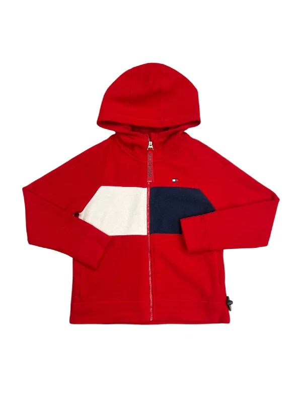 Sweatshirt Hoodie By Tommy Hilfiger In Red & White, Size: M Street