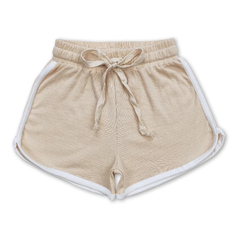 Beige cotton kids girls summer shorts Street