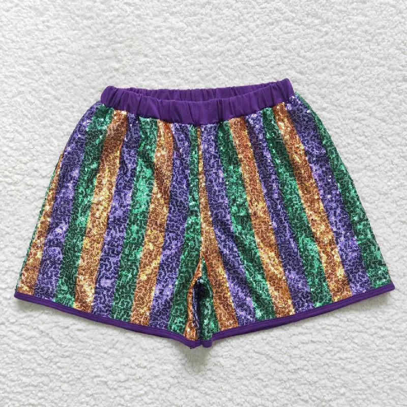 SS0119  Purple Sequin  Adult Girls Shorts Dynamic Men's High