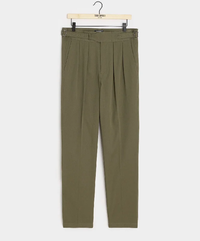 Italian Lightweight Cotton Gurkha Trouser in Olive Classic Men's Pin